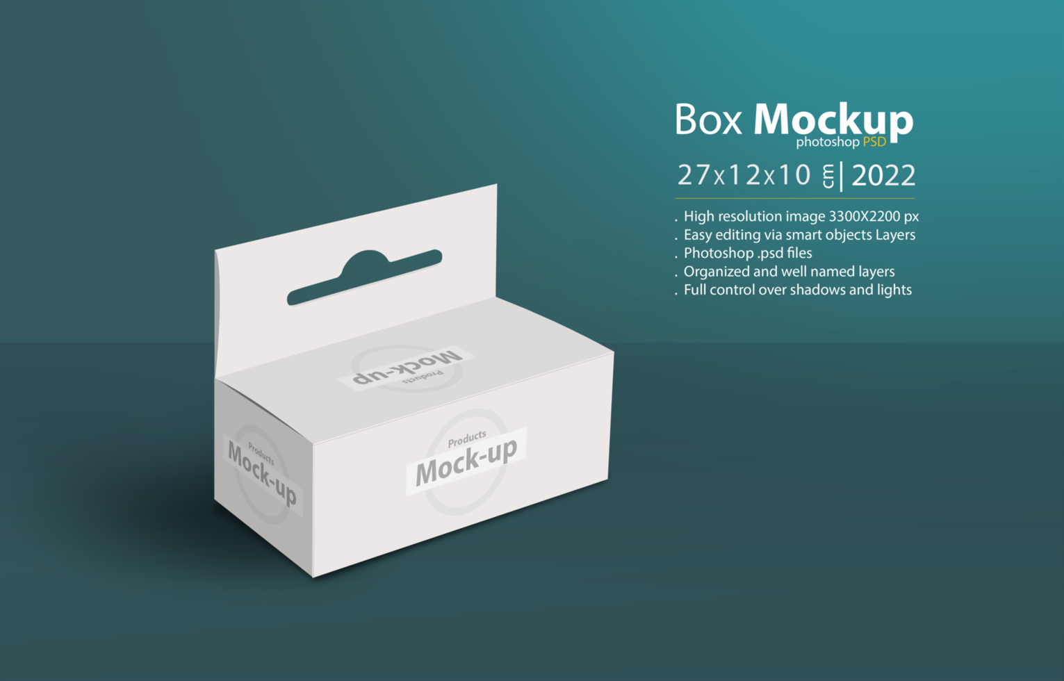 3D white box with hanger on ground psd