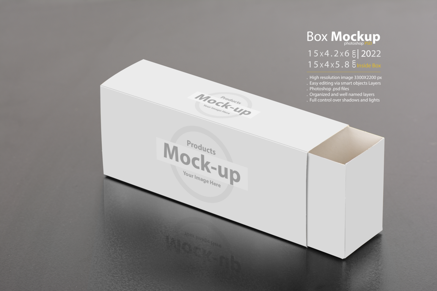 Empty pull out box on dark table psd