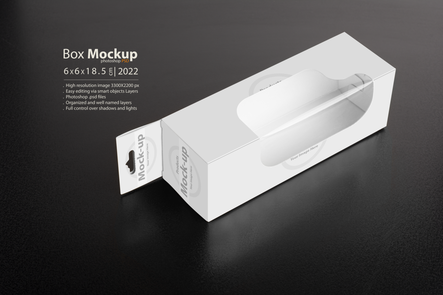 White box with hanger on dark ground psd