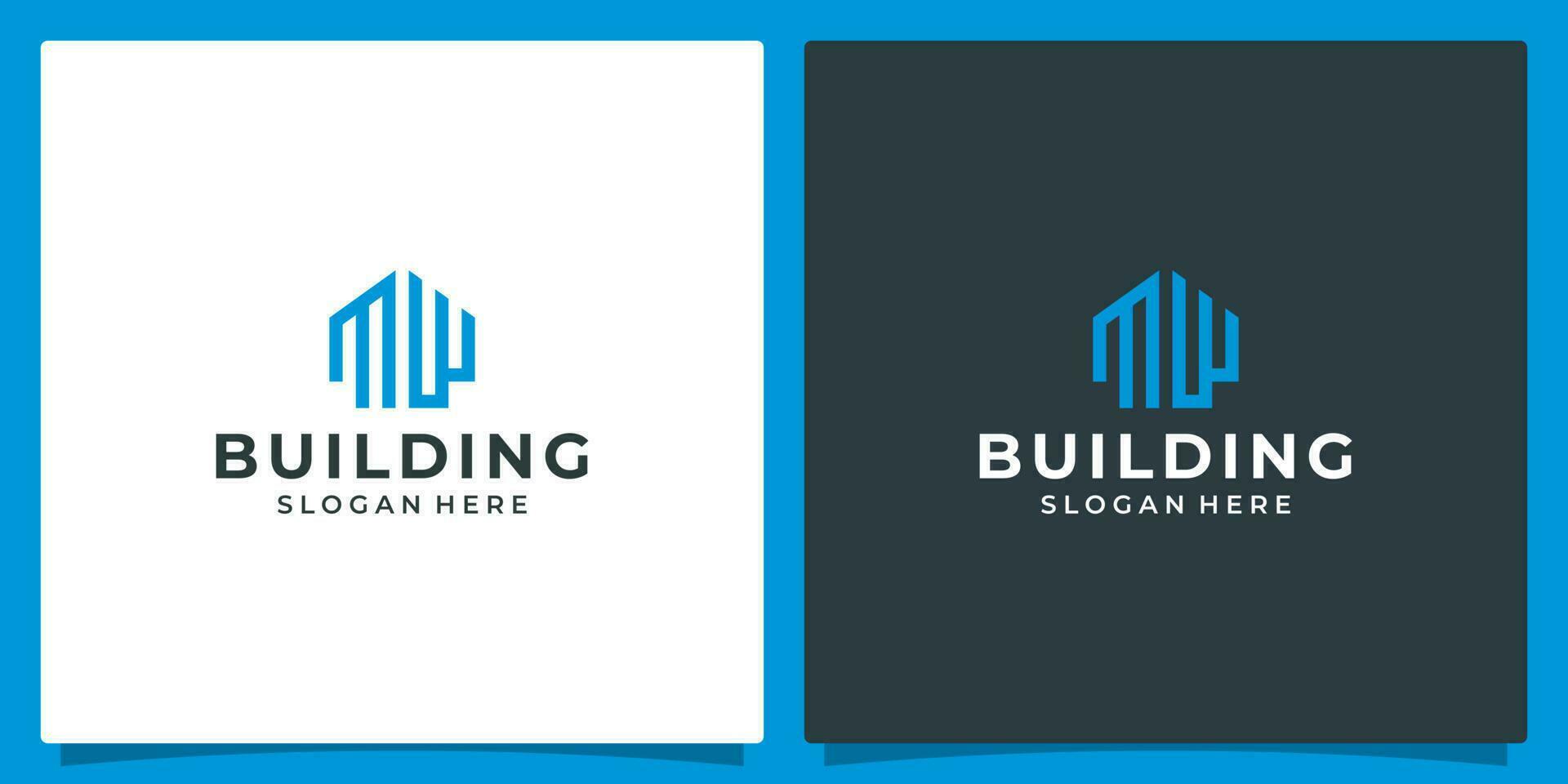 House building logo with initial letter m and w. Vector illustration graphic design in line art style. Good for brand, advertising, real estate, construction, building, and home.