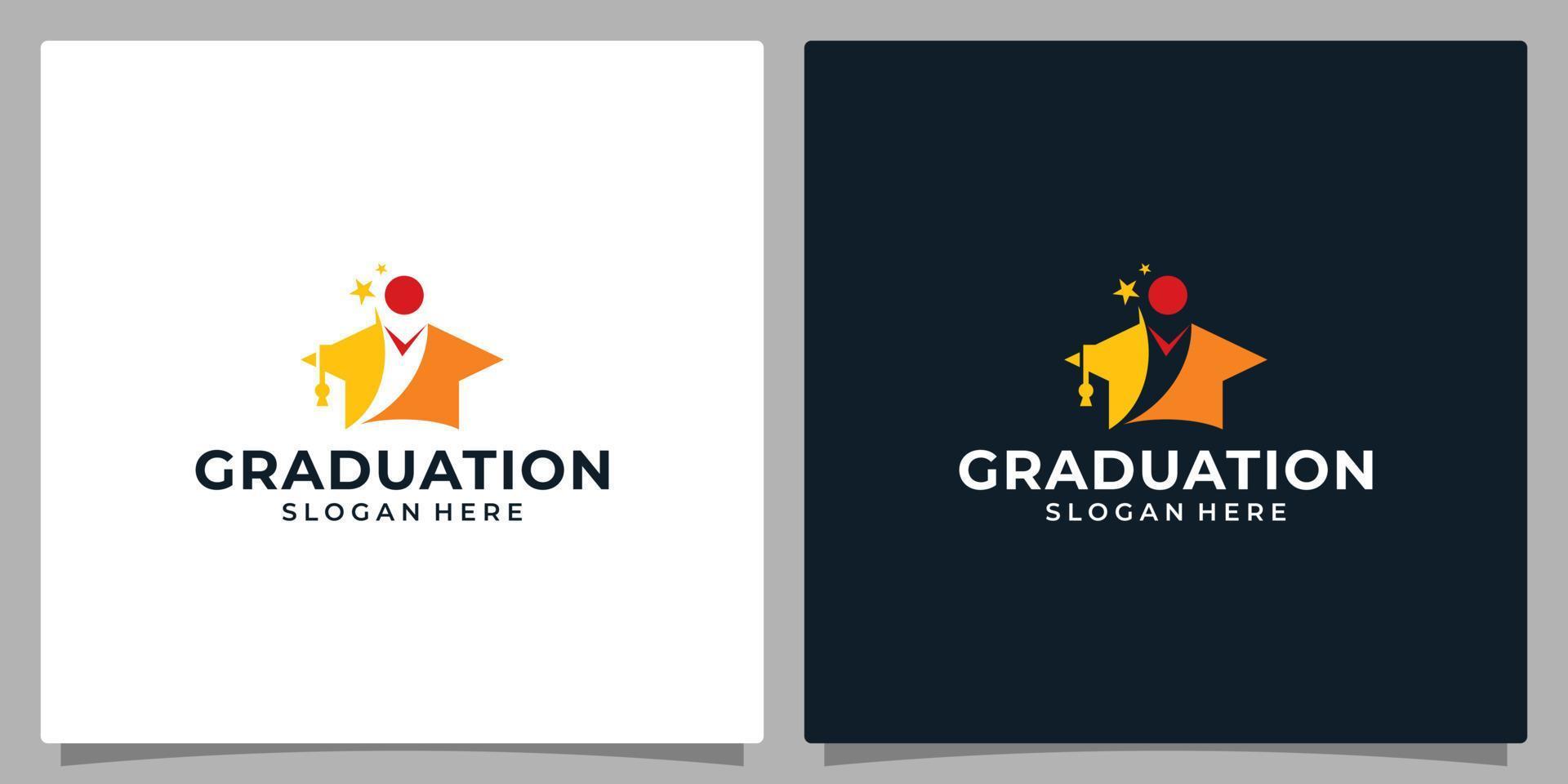 colega, graduación gorra, instalaciones, educación logo diseño y contento niño logo vector ilustración gráfico diseño.
