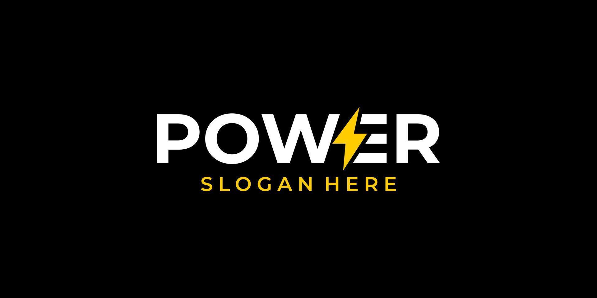 logotype of power with lightning design logo illustration vector