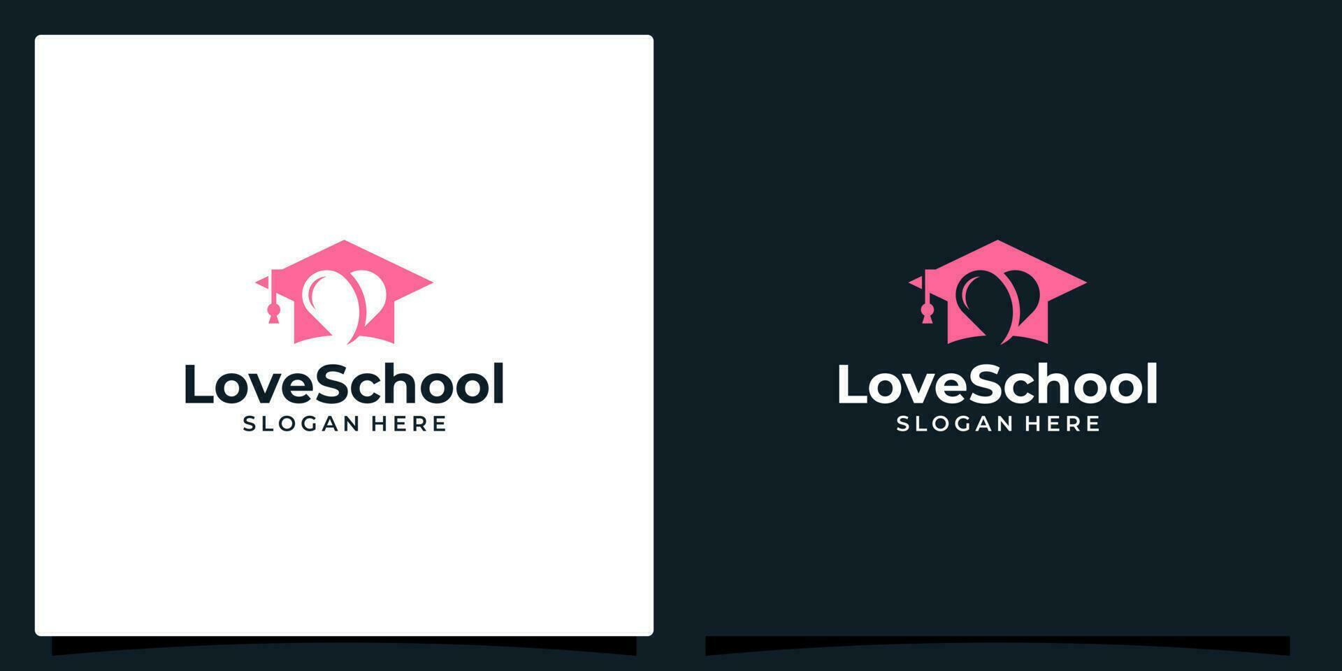 College, Graduation cap, Campus, Education logo design and Heart vector symbol illustration graphic design.