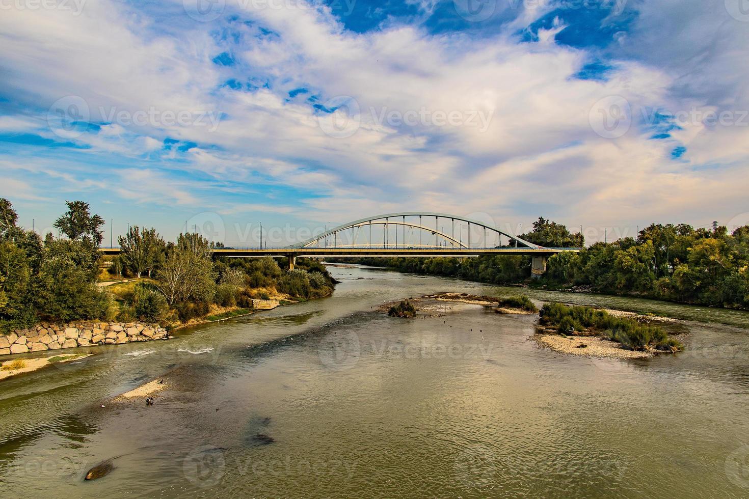 autumn natural view of the Ebro River in Zaragoza photo