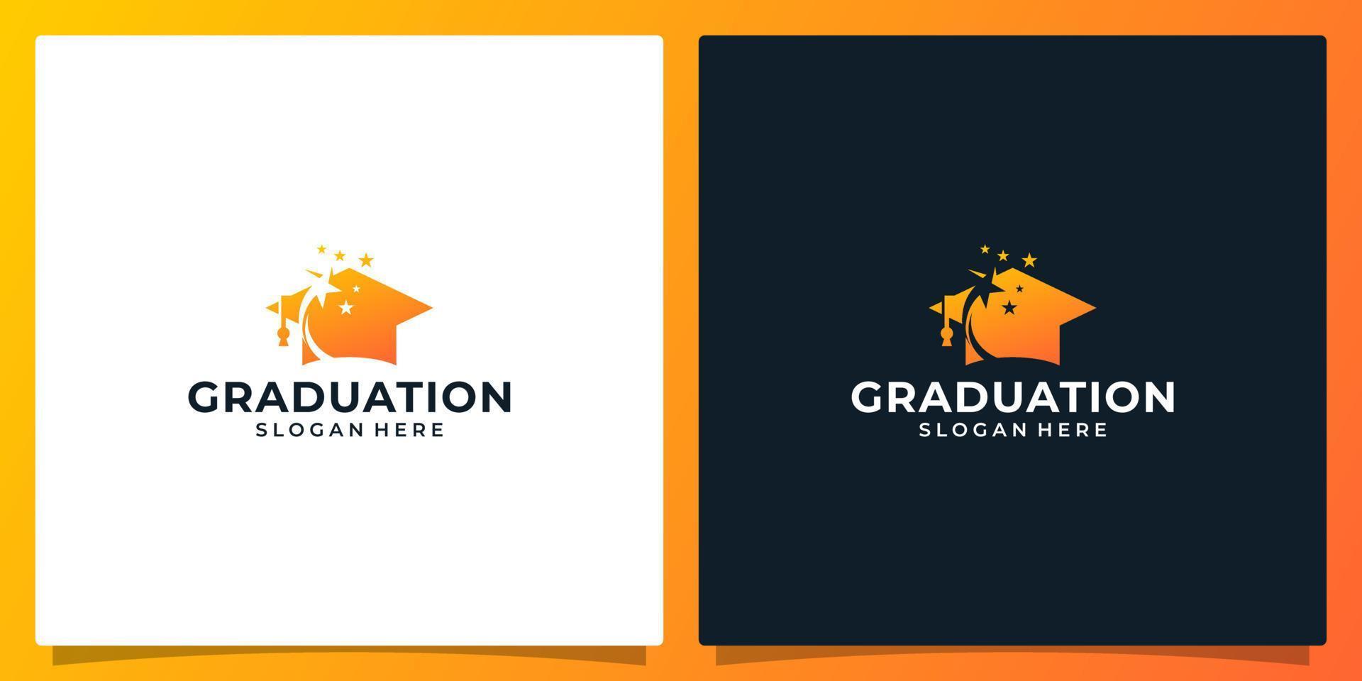 College, Graduation cap, Campus, Education logo design and fireworks as a symbol of celebration of success illustration graphic design. vector