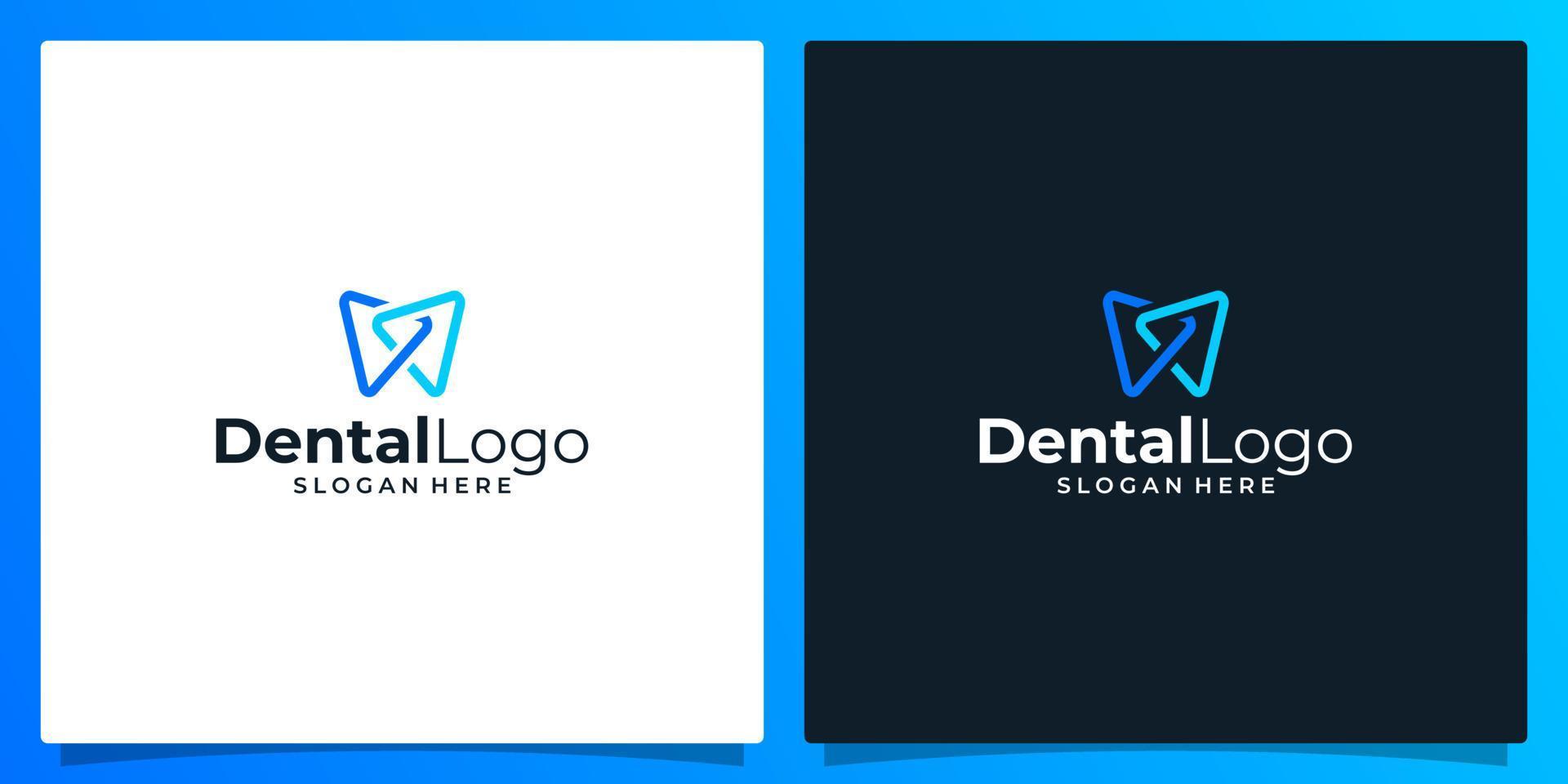 Dentistry clinic logo design with geometric line abstract dental logo vector illustrator design.