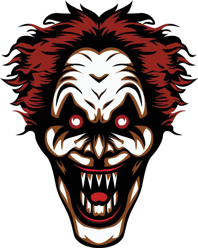 Chilling joker face red hair vector graphic a creepy joker vector illustration