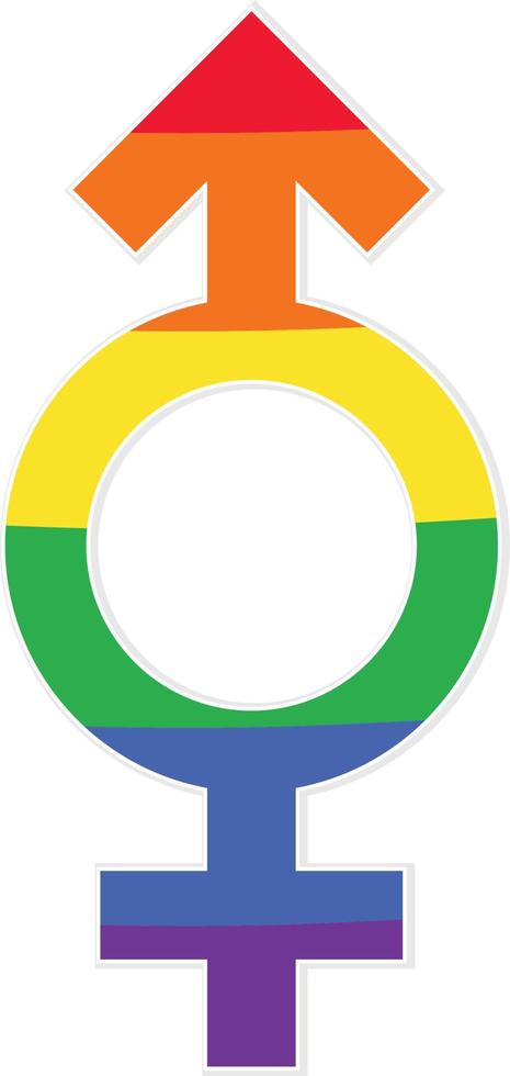 Intersex gender symbol or Mercury symbol vector illustration in rainbow colors