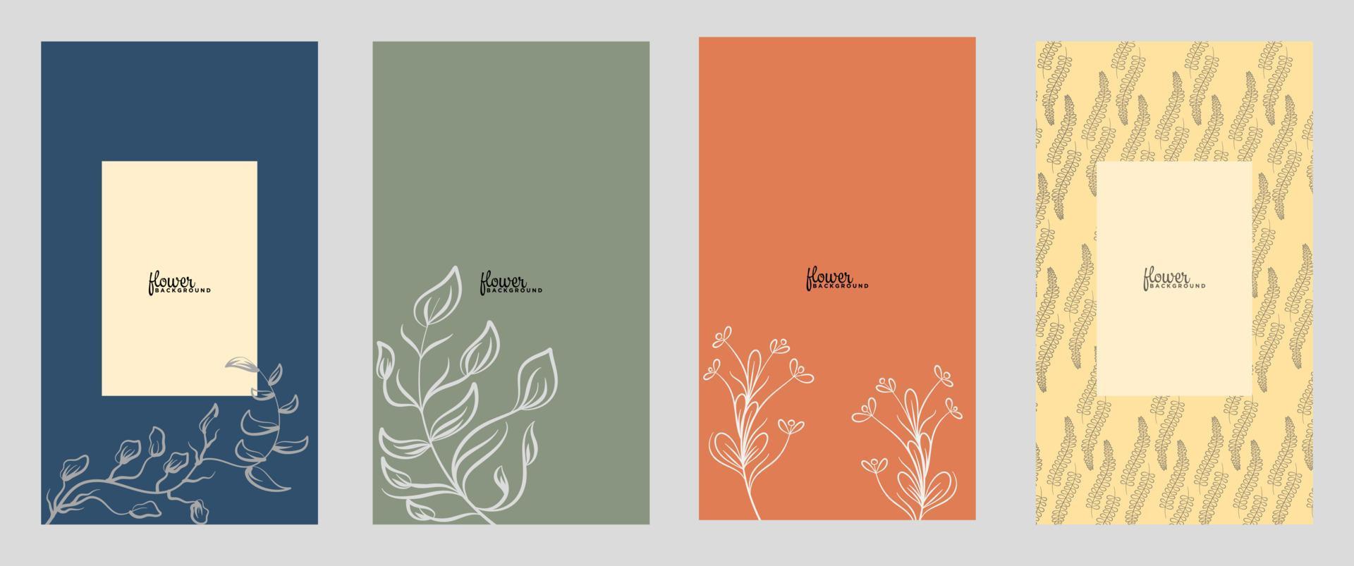 Background template with copy space for text and line drawings flowers in pastel colors. Editable vector banner for social media post, card, cover, invitation, poster, mobile apps, web ads