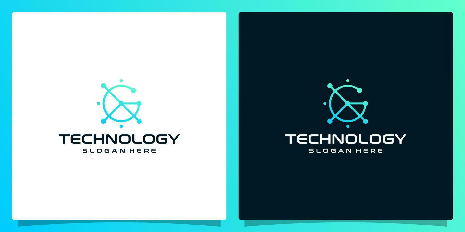 Creative logo initial letter G abstract with technology style and gradient color. Premium vector