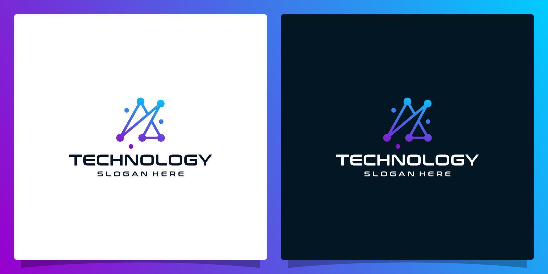 Creative logo initial letter A abstract with technology style and gradient color vector