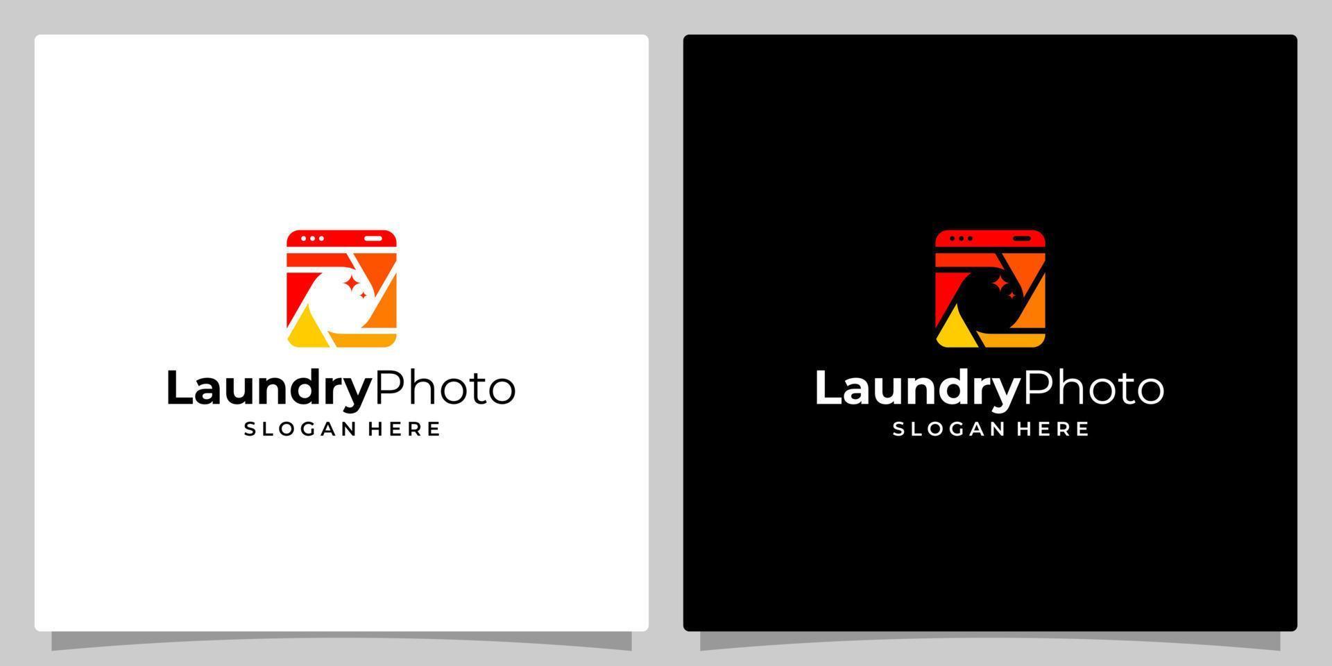 Washing machine laundry icon logo design with camera lens. Modern vector logo design template design.