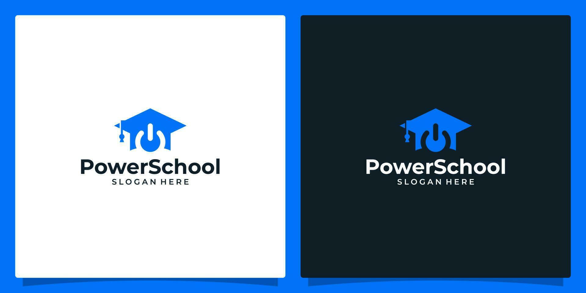 College, Graduation cap, Campus, Education logo design and power button vector illustrator design.