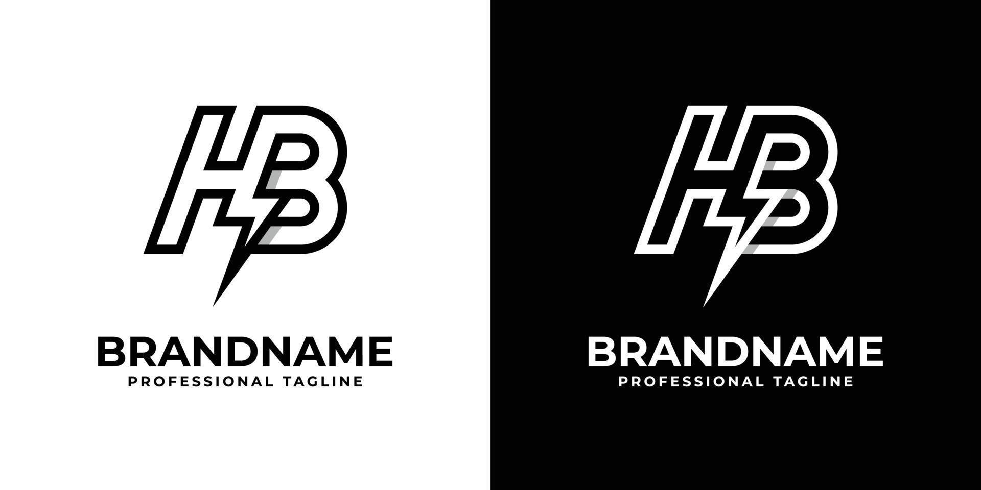 Letter HB Thunderbolt Logo, suitable for any business with HB or BH initials. vector