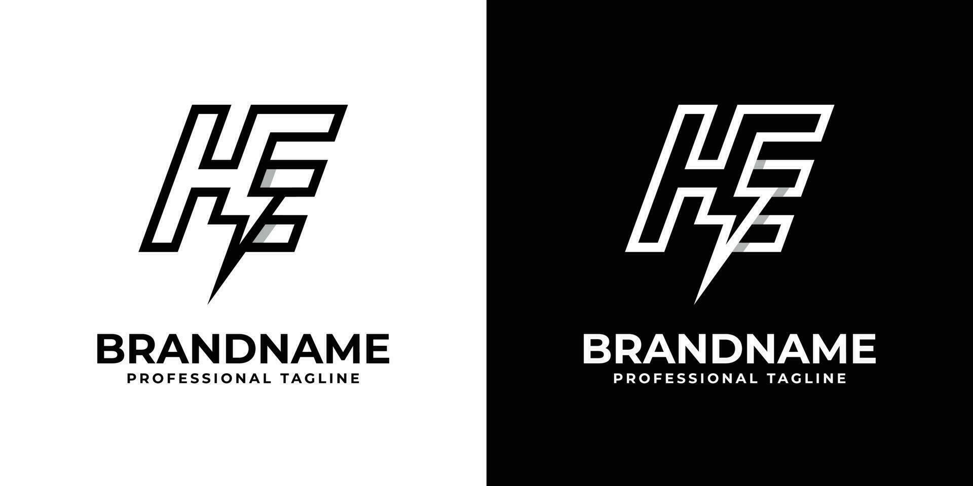 Letter HE Thunderbolt Logo, suitable for any business with HE or EH initials. vector