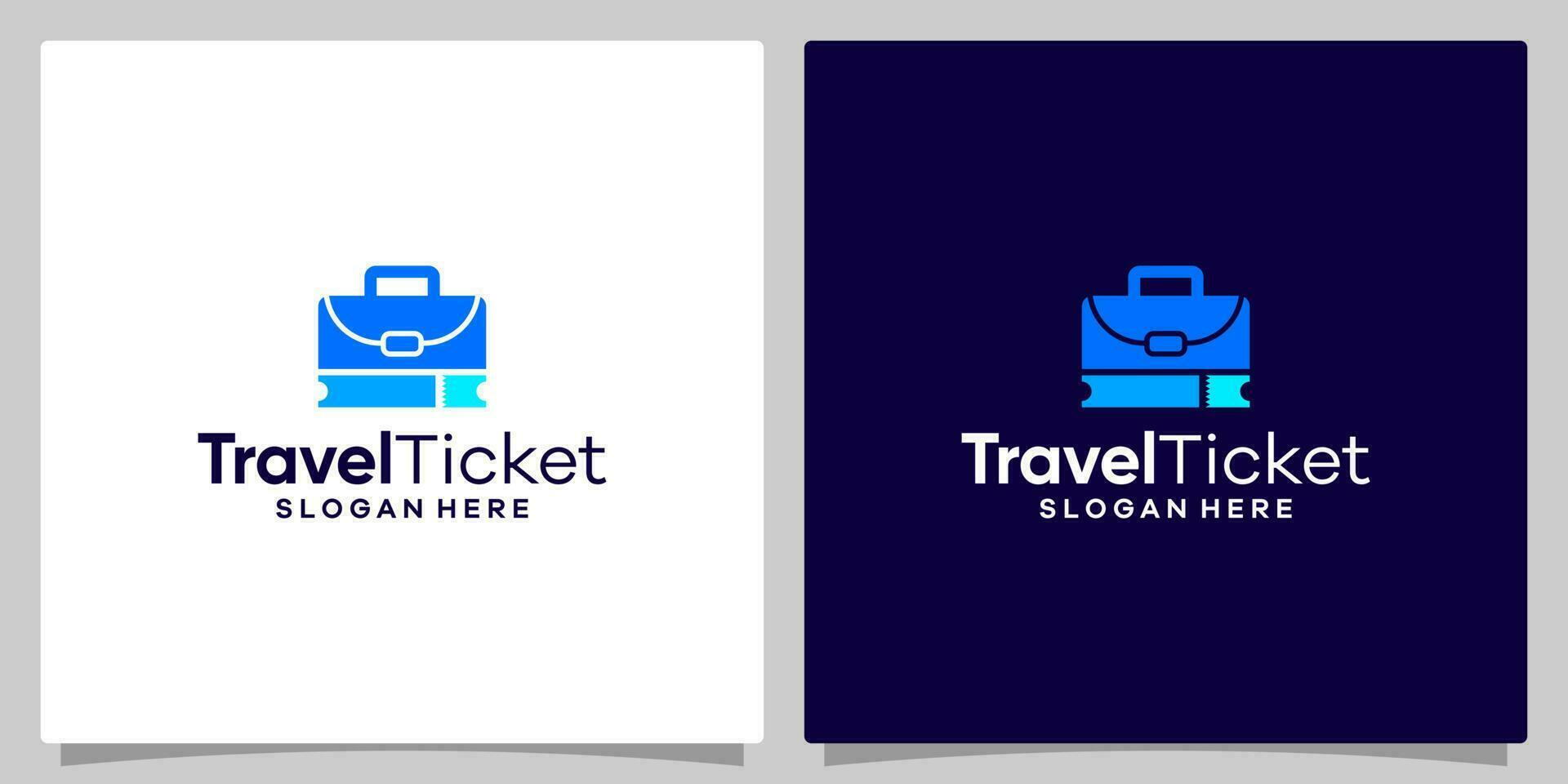 Briefcase logo design with ticket design template. Premium vector