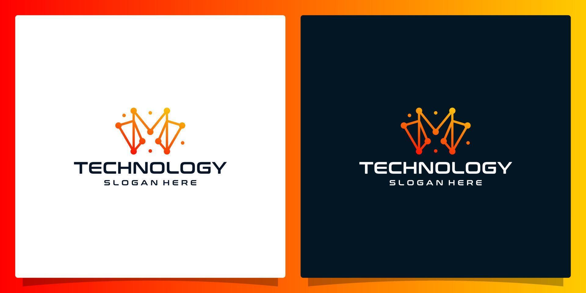 Creative logo initial letter M abstract with technology style and gradient color. Premium vector