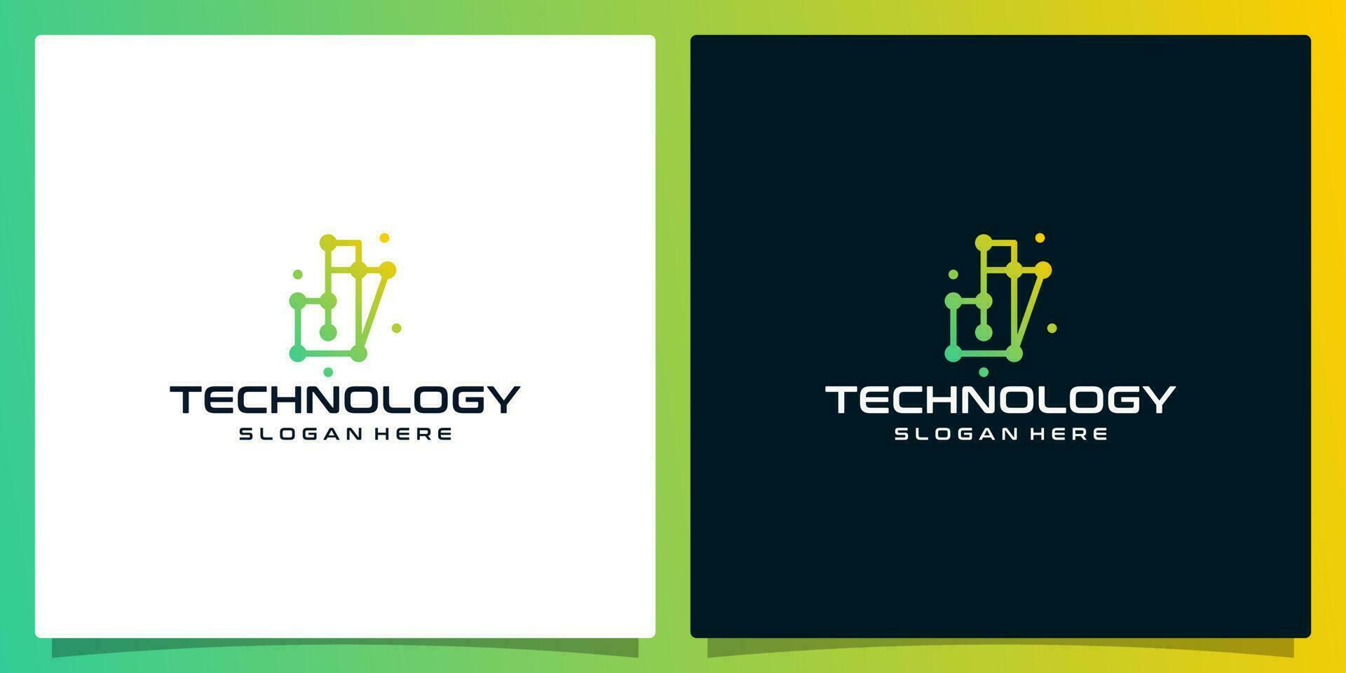 Creative logo initial letter J abstract with technology style and gradient color. Premium vector