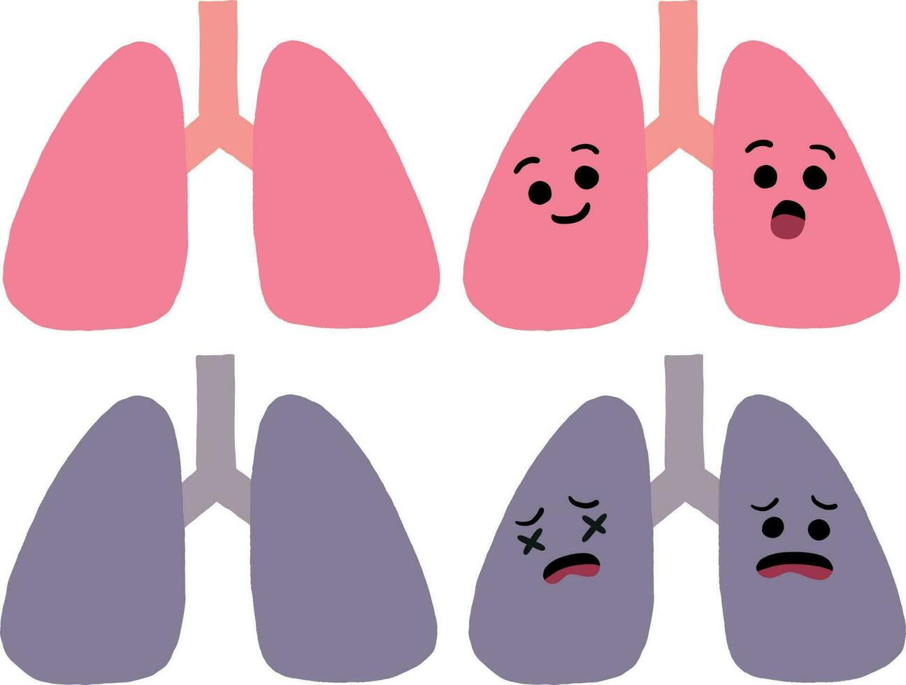 Cute Human Organ Lung Medical Anatomy Cartoon Character vector