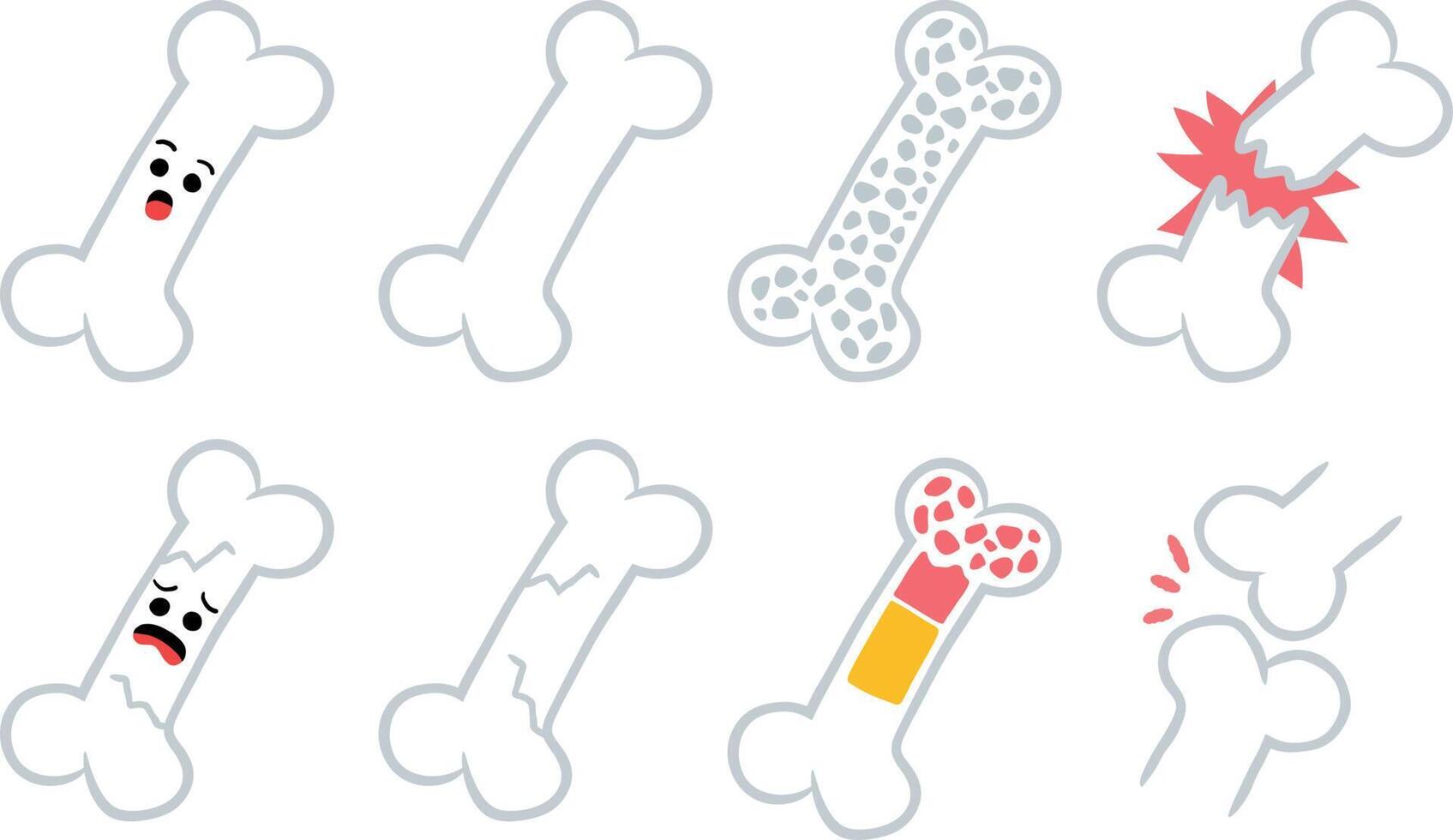 Cartoon bones with different expressions vector