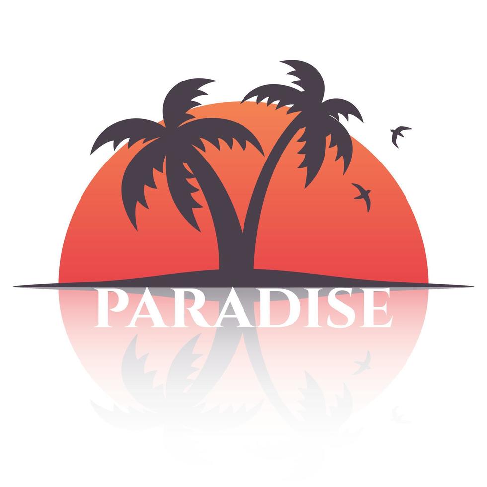 palm silhouette at the sunset vector