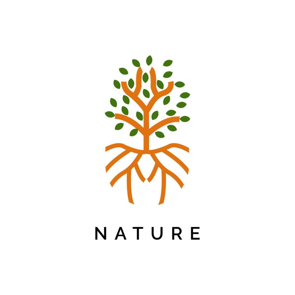 Oak Tree Root Logo Illustration vector