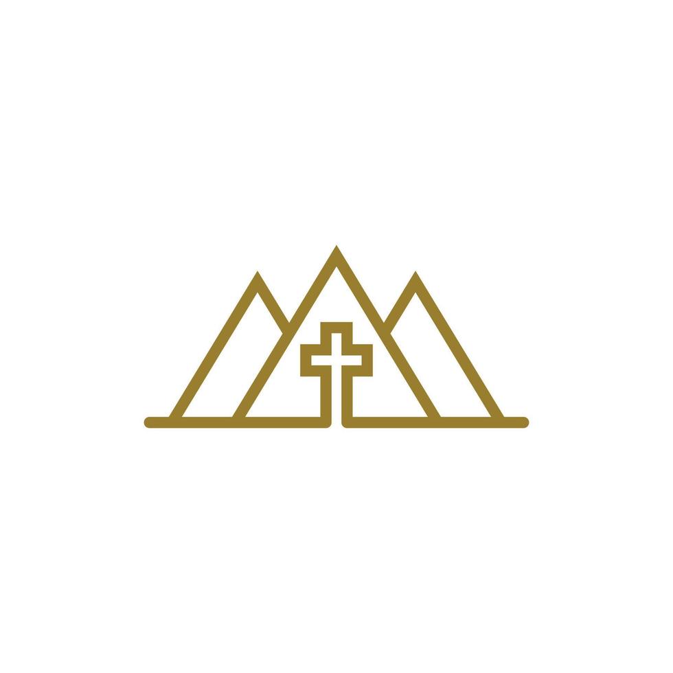 Mountain cross church line simplicity logo vector