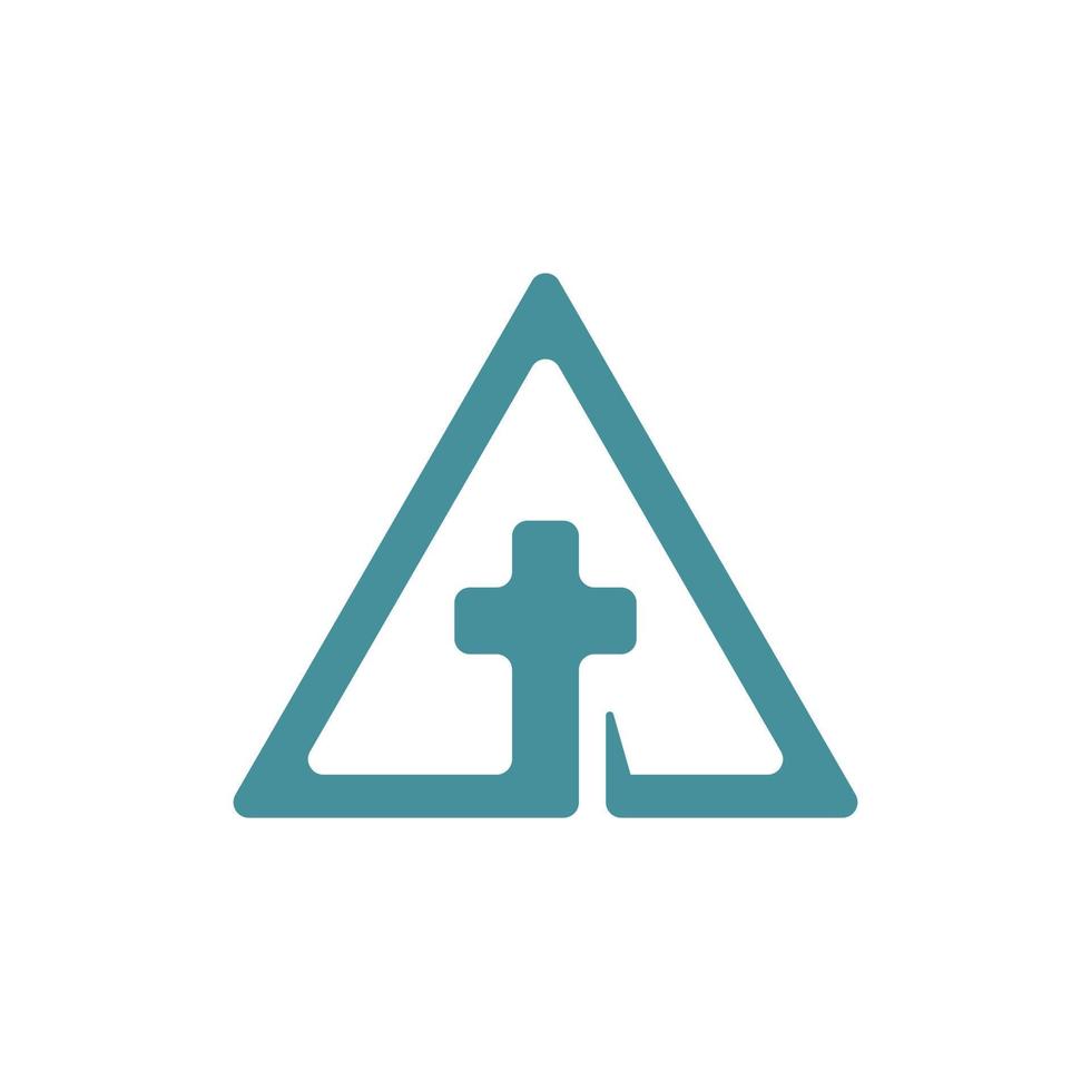 Cross church sign triangle geometric logo vector