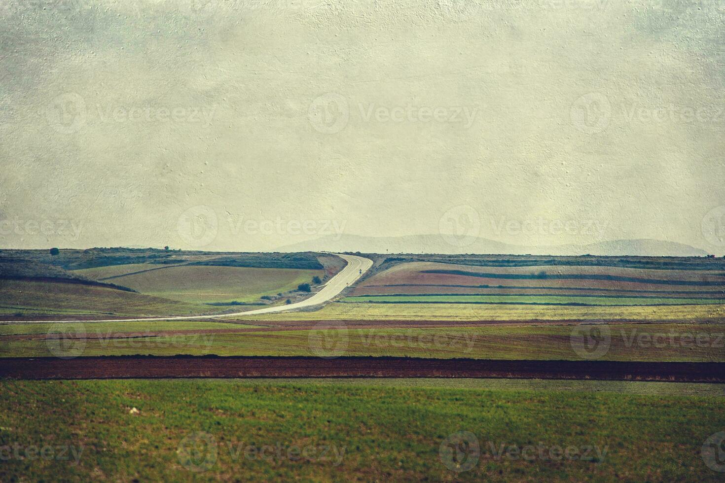 serene minimalist landscape aragon spain in winter day photo