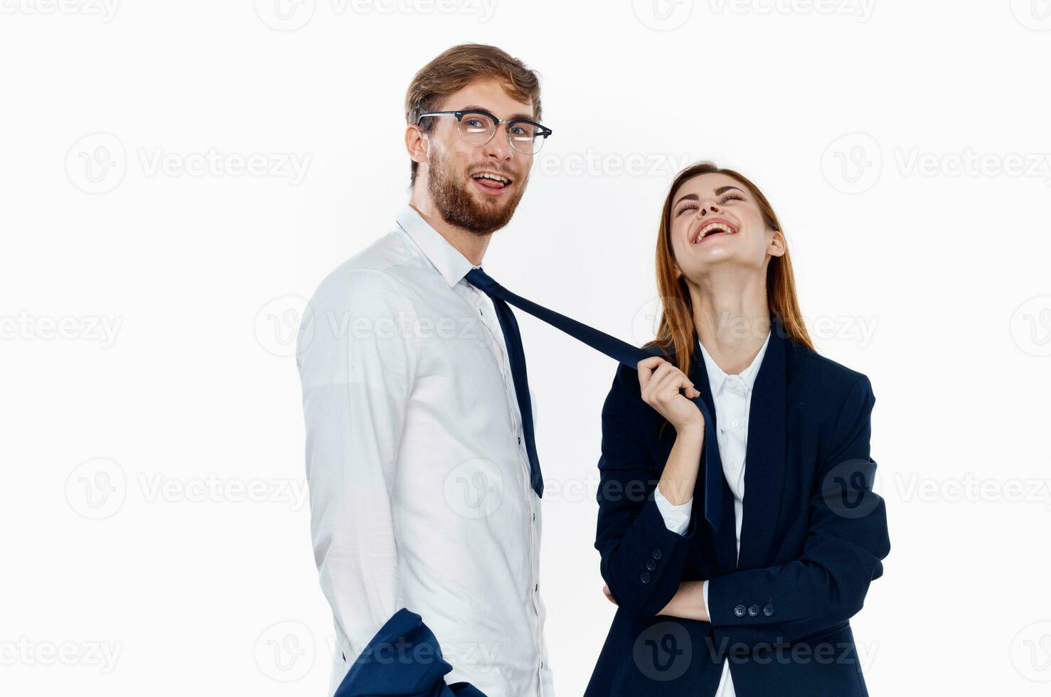 man and woman in suits work colleague communication entrepreneur photo