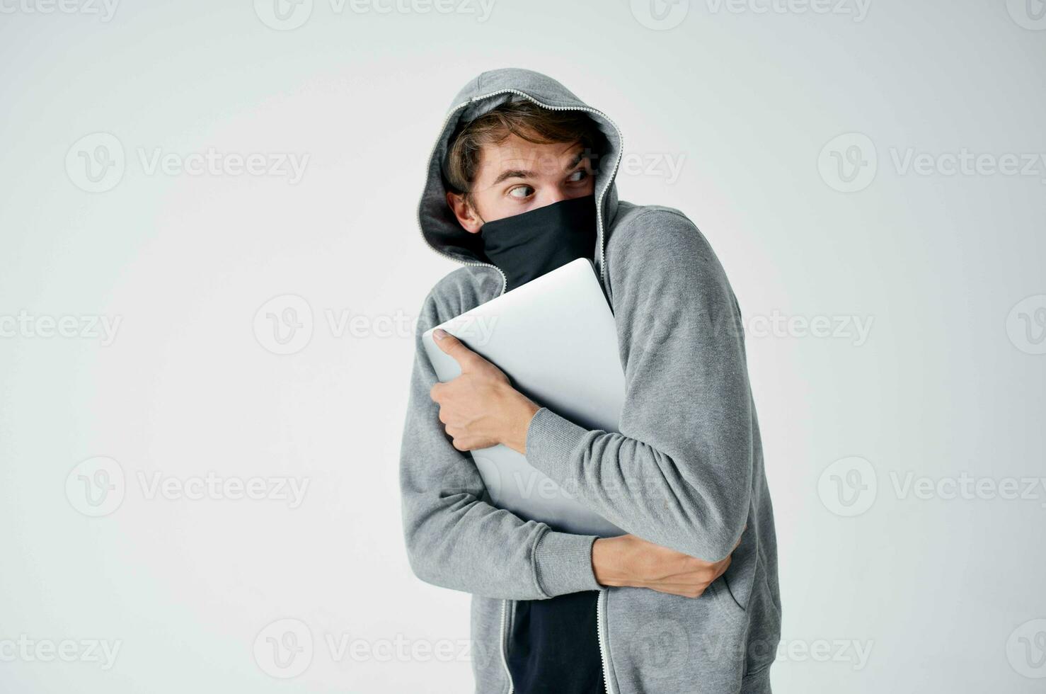 masked man stealth technique robbery safety hooligan isolated background photo