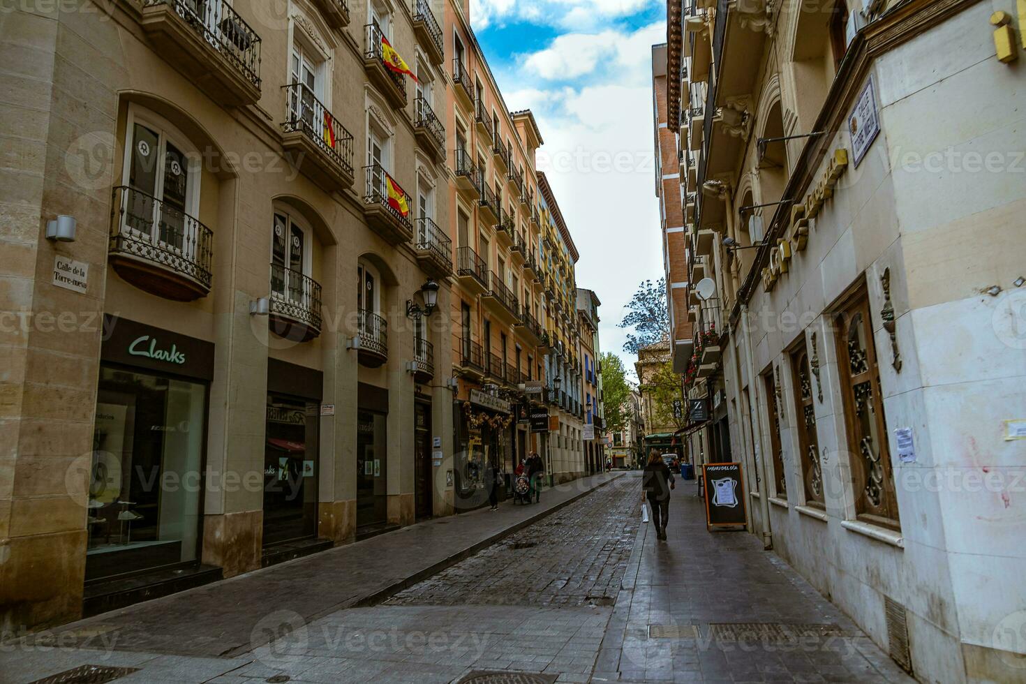 interesting urban landscape with narrow streets in the spanish city of Zaragoza on a spring day photo