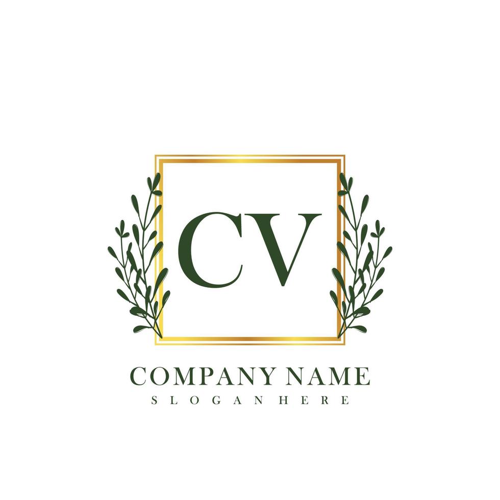 CV Initial beauty floral logo template vector