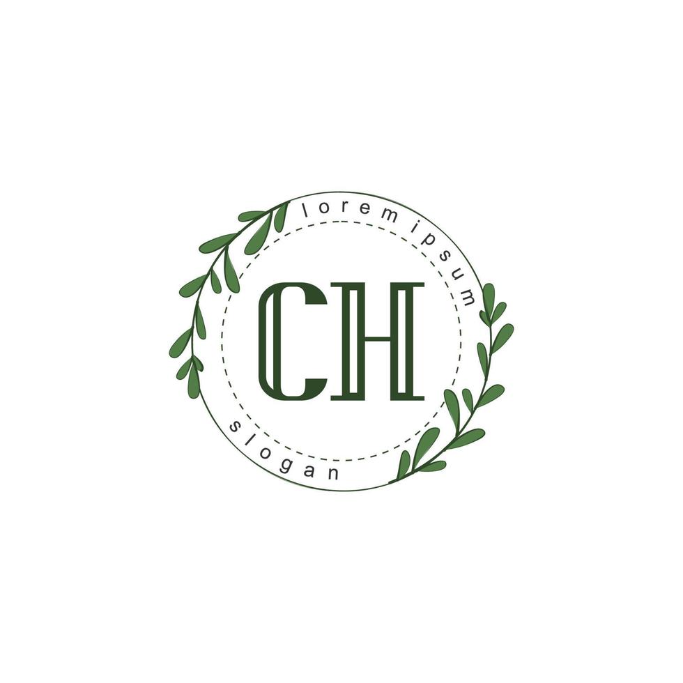 CH Initial beauty floral logo template vector