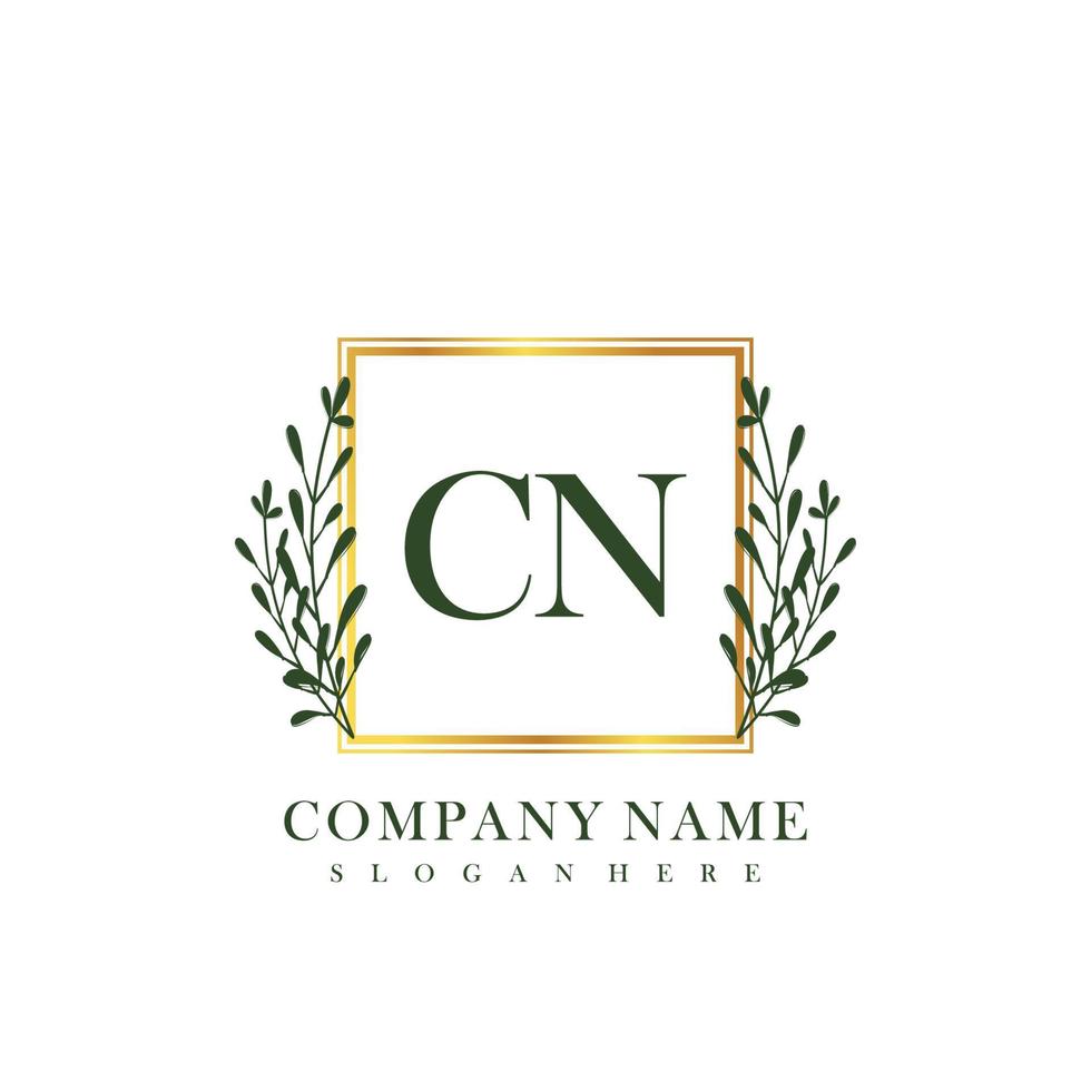 CN Initial beauty floral logo template vector