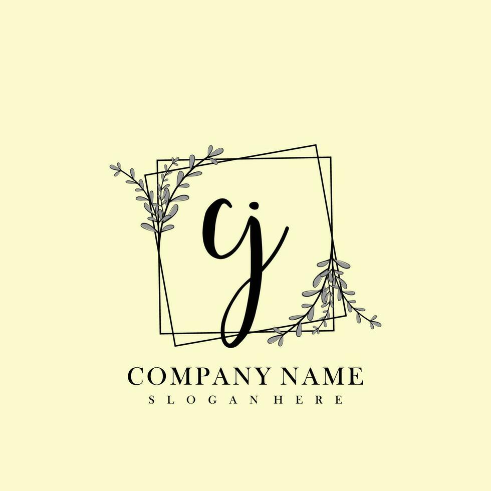CJ Initial beauty floral logo template vector