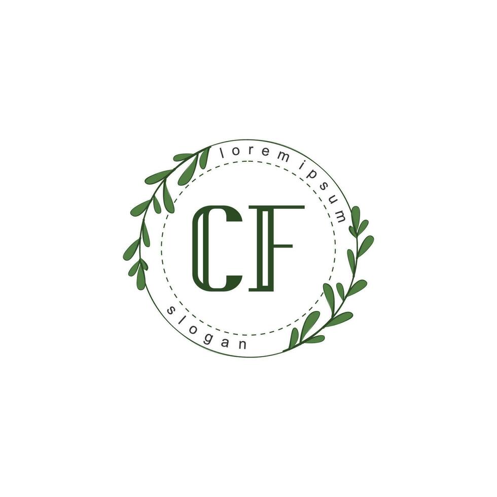 CF Initial beauty floral logo template vector