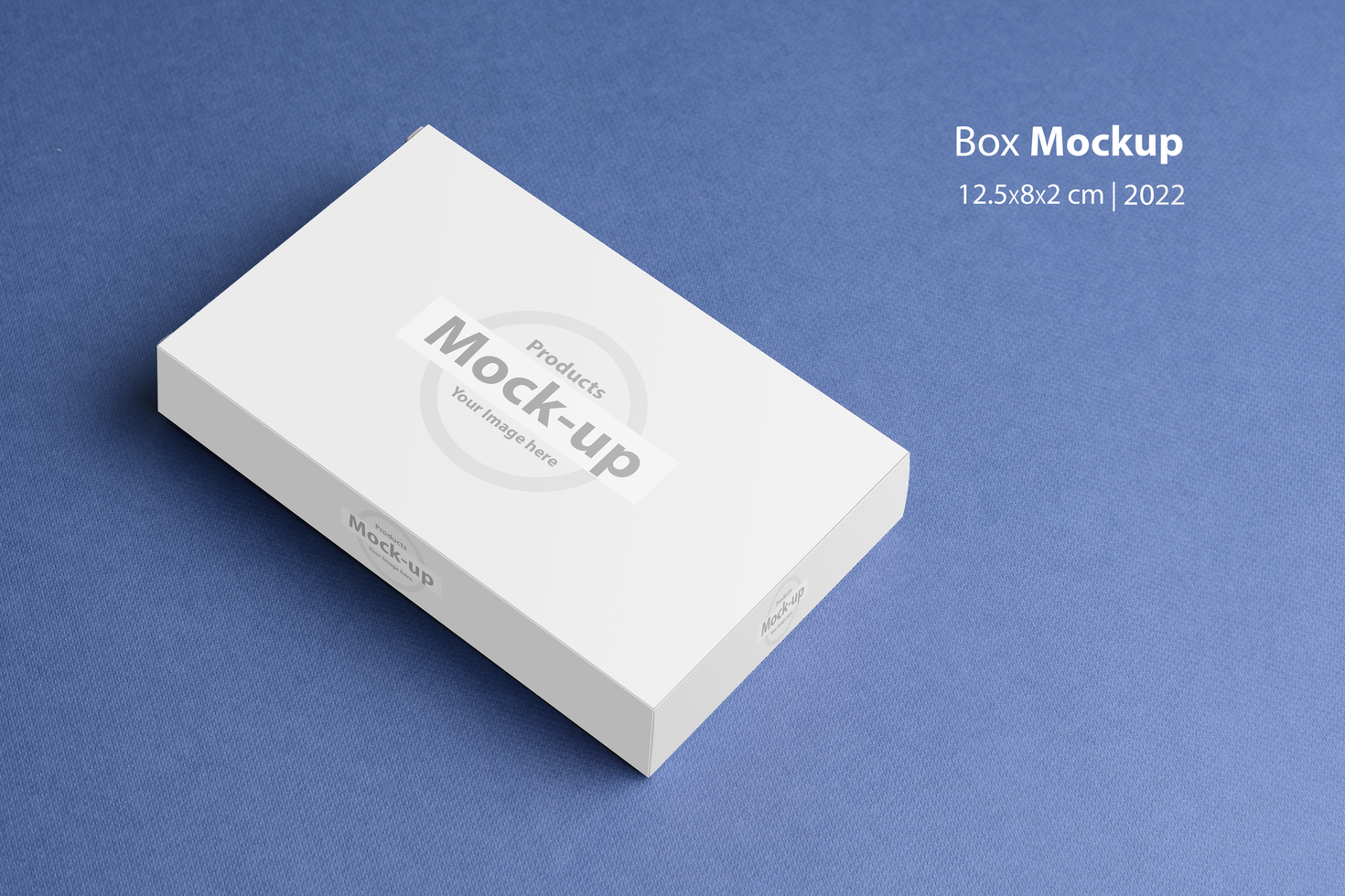 3d white box on blue background psd