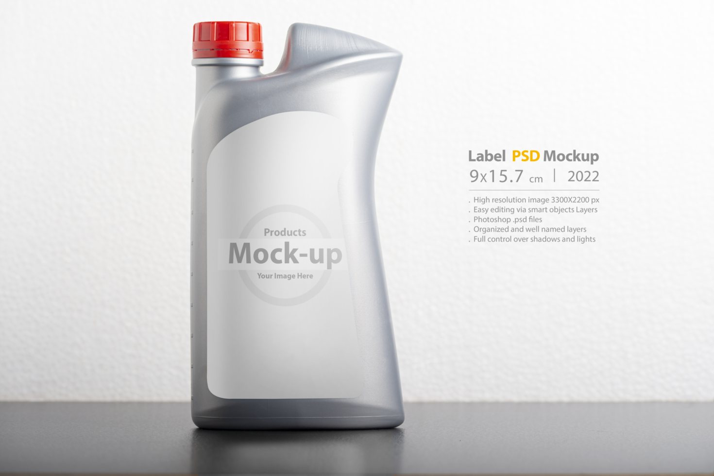 Car hydraulic oil bottle with blank label psd