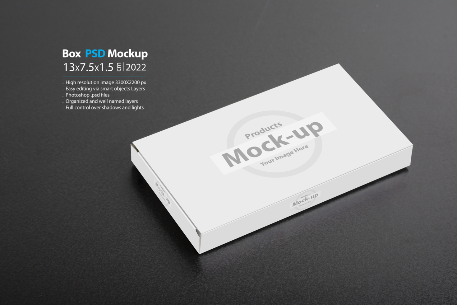 Rectangular medical box on a dark background psd