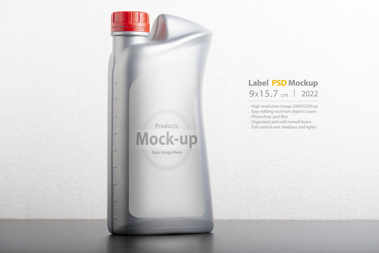 Car hydraulic oil bottle with blank label psd