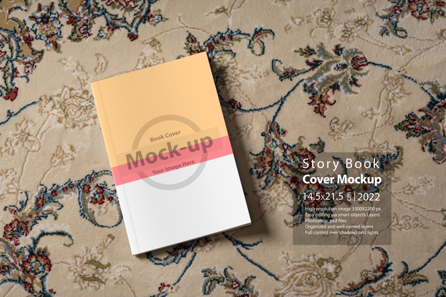 A story book on a carpet with beautiful pattern psd