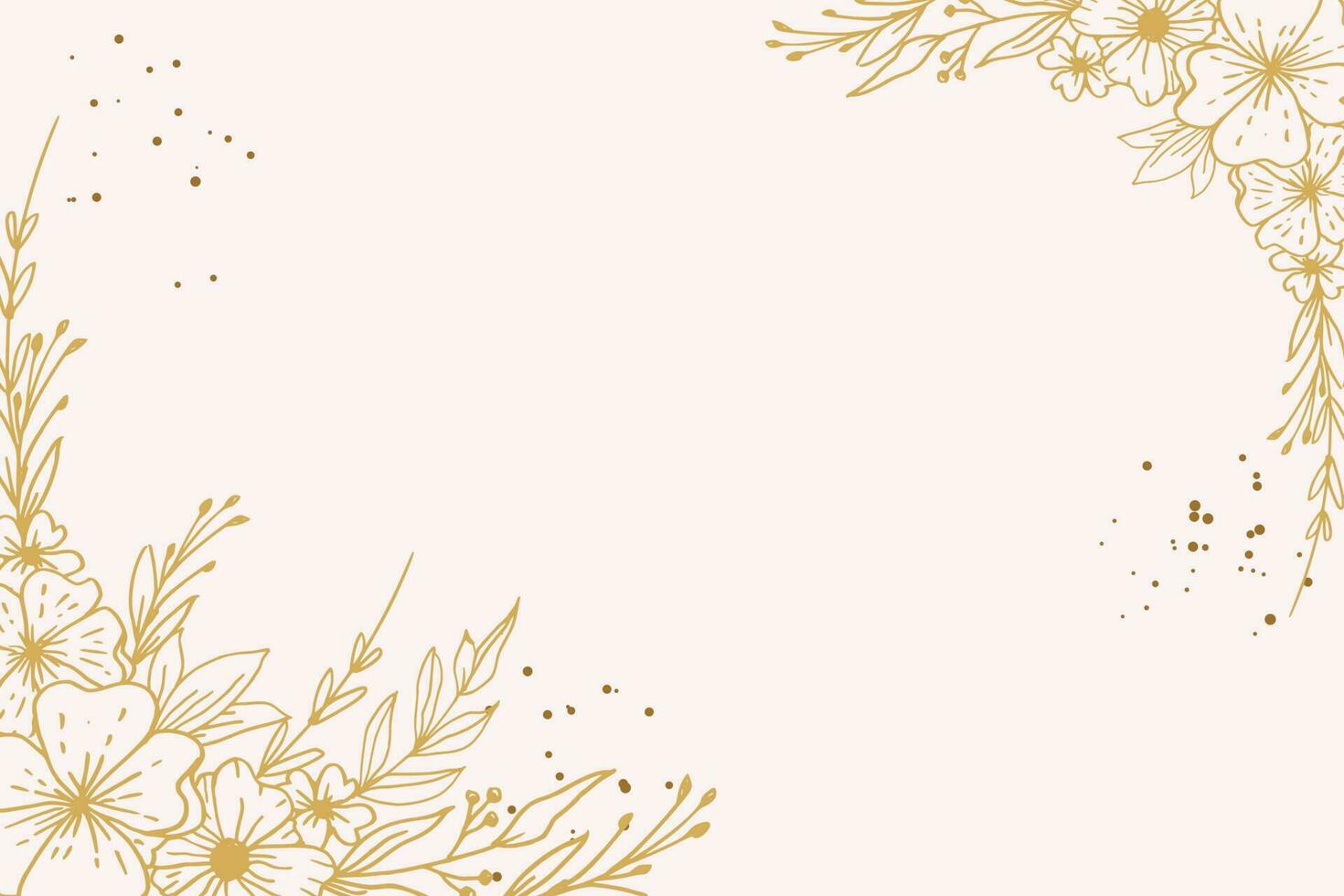 elegante dorado floral antecedentes con mano dibujado flores y hojas ilustración decoración vector