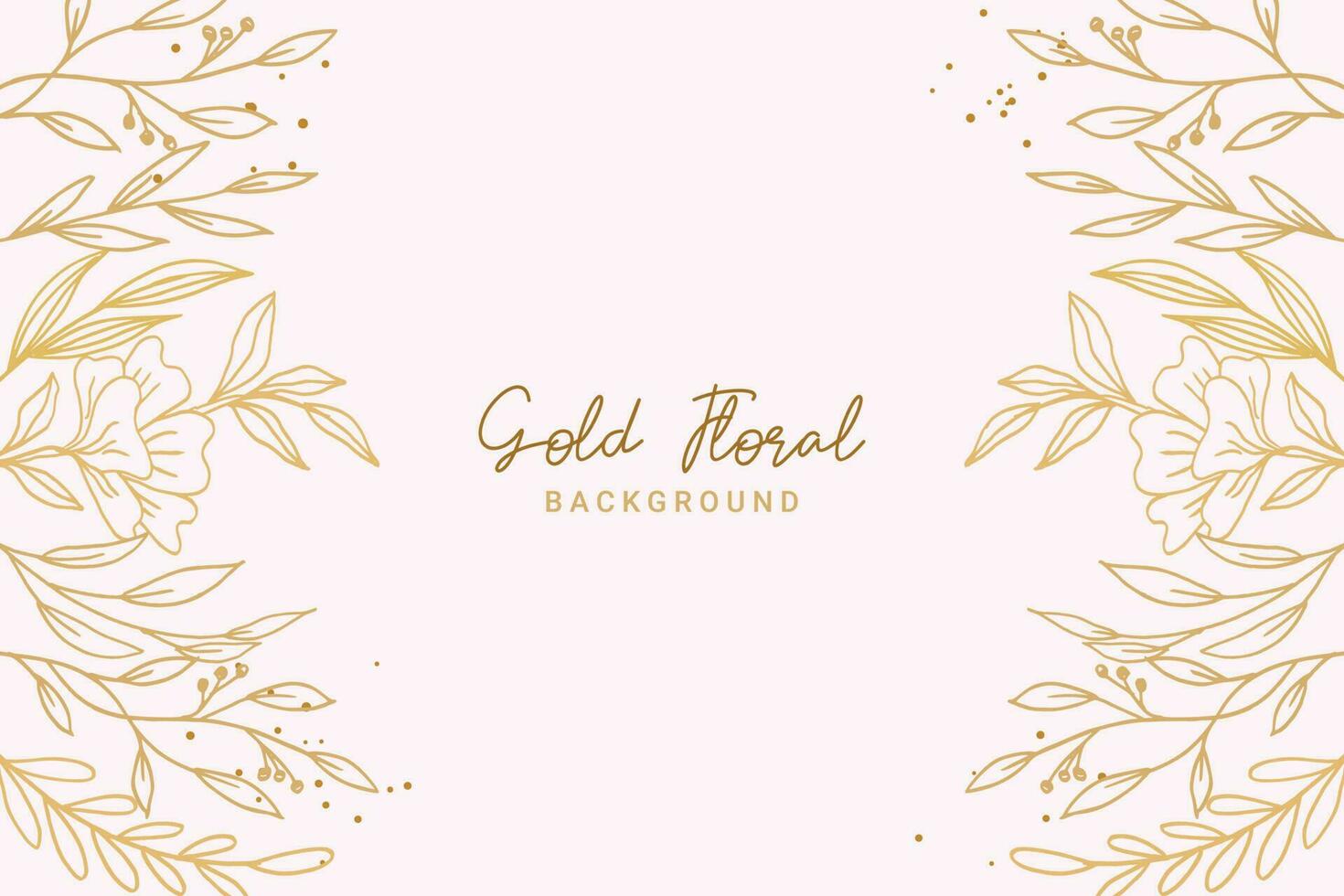 Elegant golden floral background with hand drawn flowers and leaves illustration decoration vector
