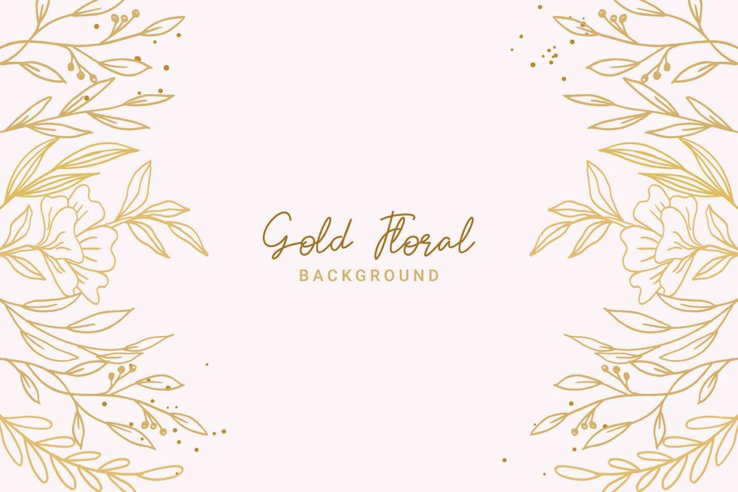 Elegant golden floral background with hand drawn flowers and leaves illustration decoration vector