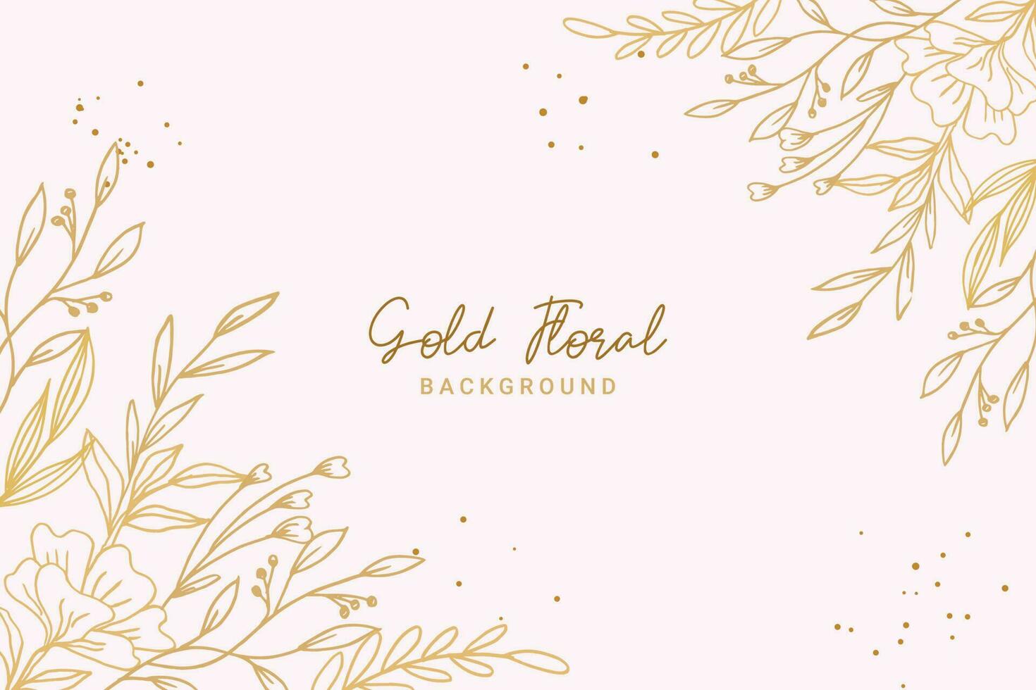 Elegant golden floral background with hand drawn flowers and leaves illustration decoration vector