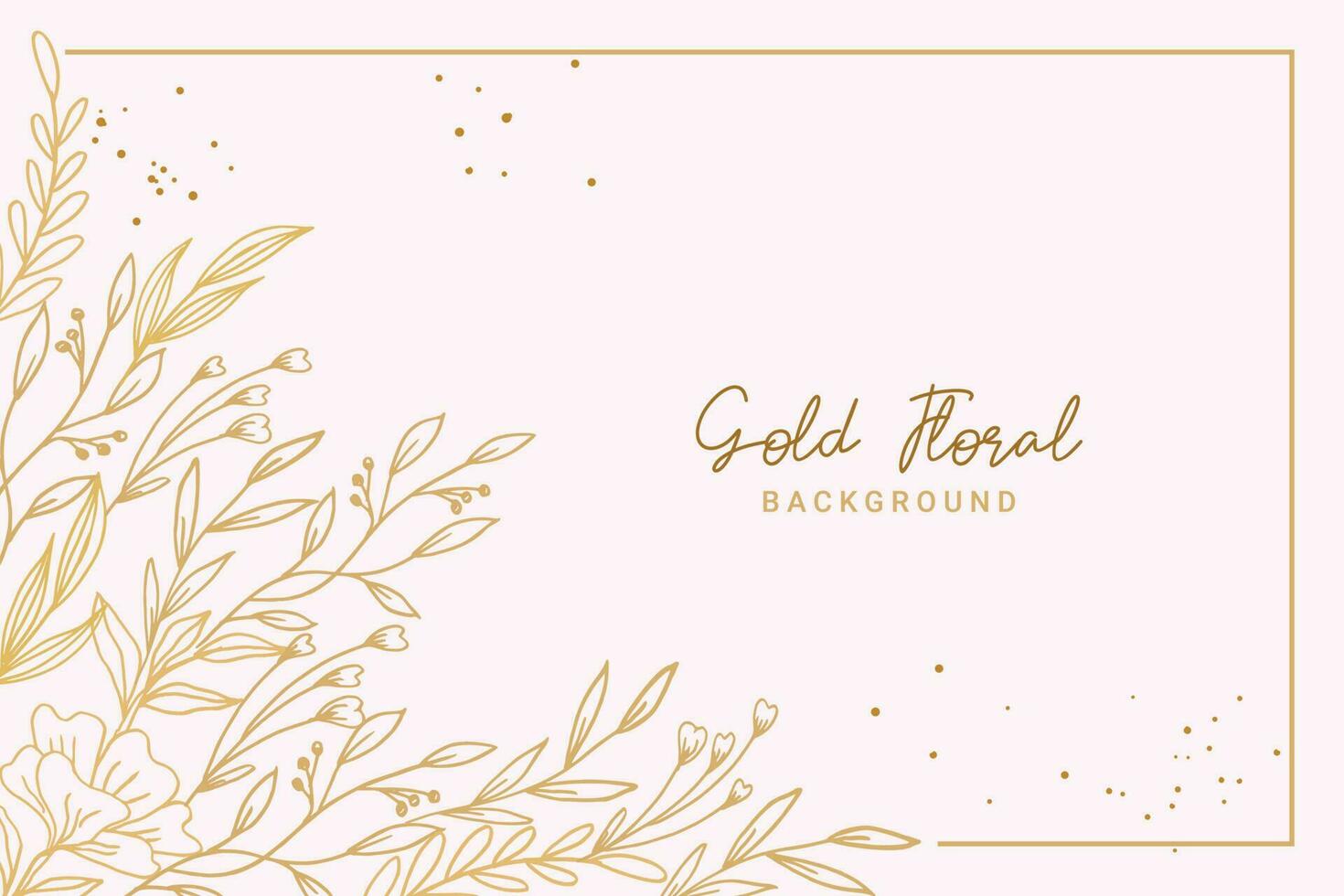 Elegant golden floral background with hand drawn flowers and leaves illustration decoration vector