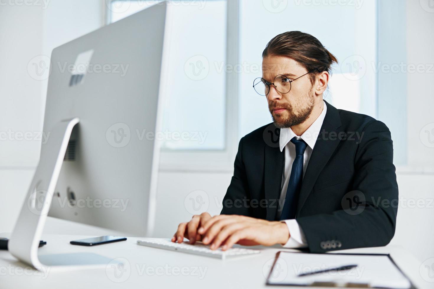 office worker near the desktop office computer Lifestyle photo