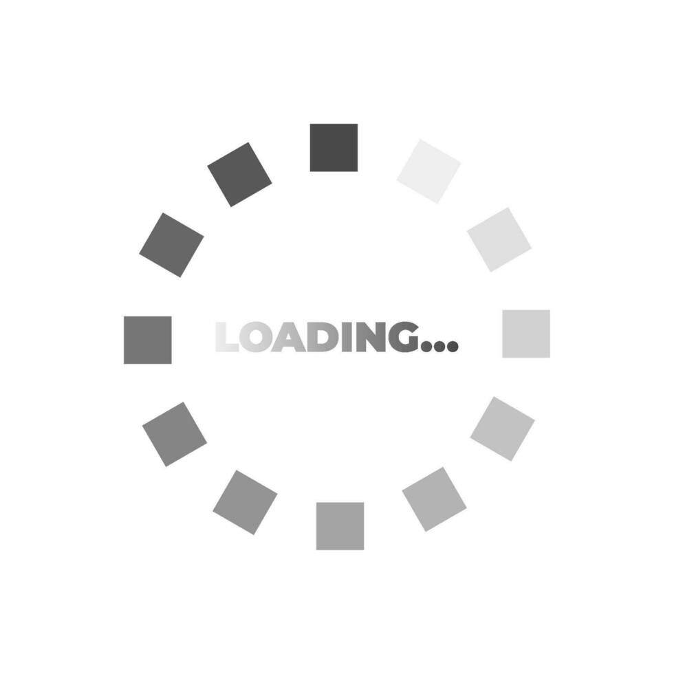 Grey square loading circle icon. Buffer loader or preloader progress bar. vector