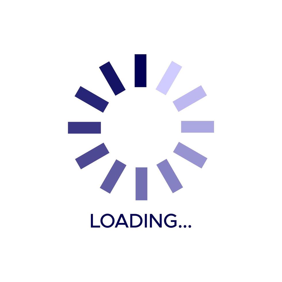 Blue loading bar circle icon. Download or upload progress status. vector